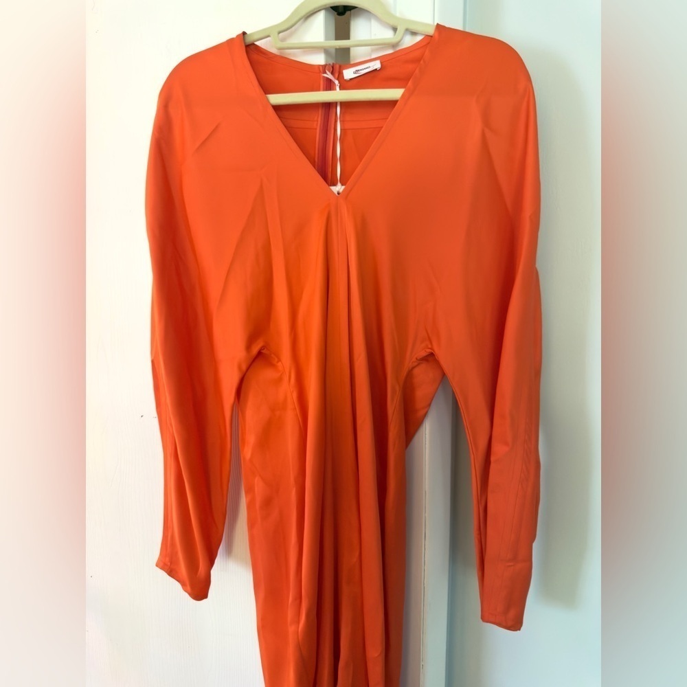 Ferragamo Long Sleeve V Neck Satin Gown - Picture 7 of 14